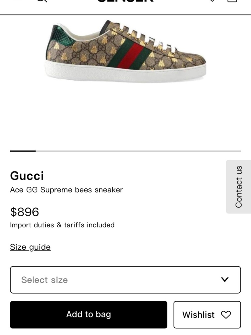 Gucci GG Supreme Bee Low-Top Sneaker in Beige with Red & Green Stripe - Picture 2 of 9